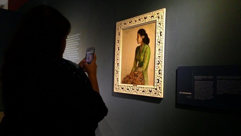 The painting 'Rini' by Indonesia's first President Sukarno is now on display at the National Gallery