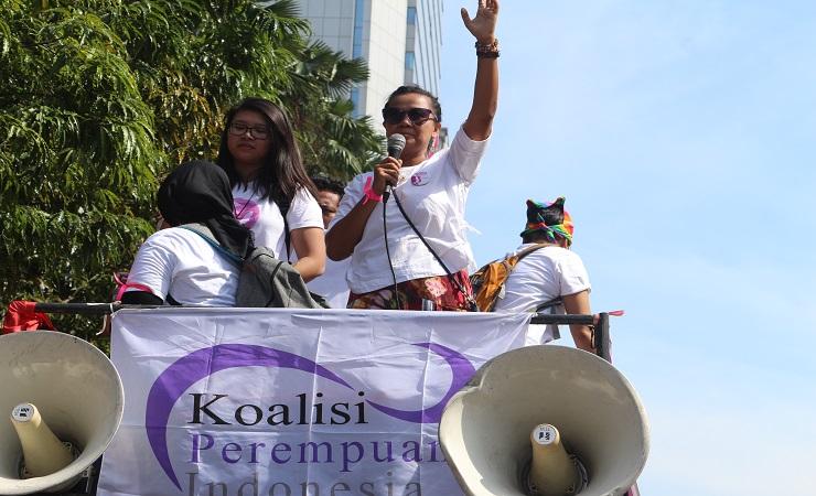Aksi Women's March di Jakarta. (Foto: Vitri Angreni)