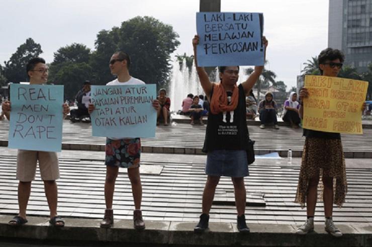 Aksi Aliansi Laki-laki Baru di Bundaran HI Jakarta. (Foto: Aliansi Laki-laki Baru)