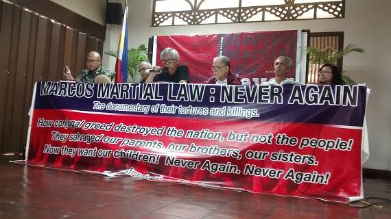 The panel during the book launching of Marcos Martial Law Never Again, along with the book author Ra