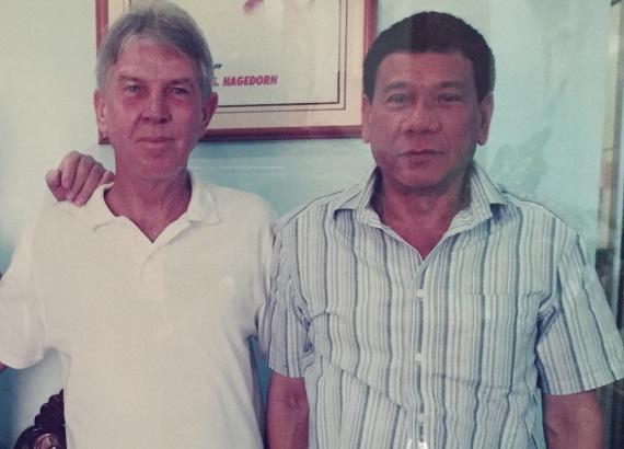 The photo of presidential candidate Rodrigo Duterte (right) with his good friend Butch Chase is hang