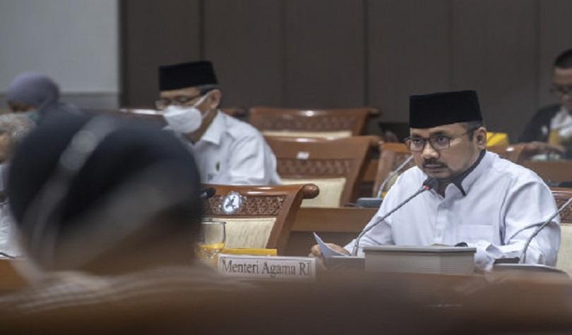 Rapat  Komisi VIII DPR dengan Menteri Agama Yaqut Cholil Qoumas di Kompleks Parlemen, Senayan, Jakar