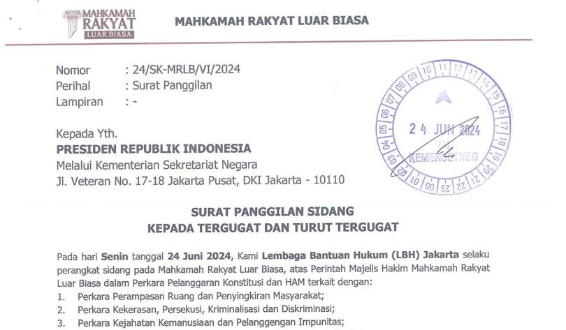 Selasa Besok, Mahkamah Rakyat Luar Biasa Panggil Presiden Jokowi Minta Pertanggungjawaban 