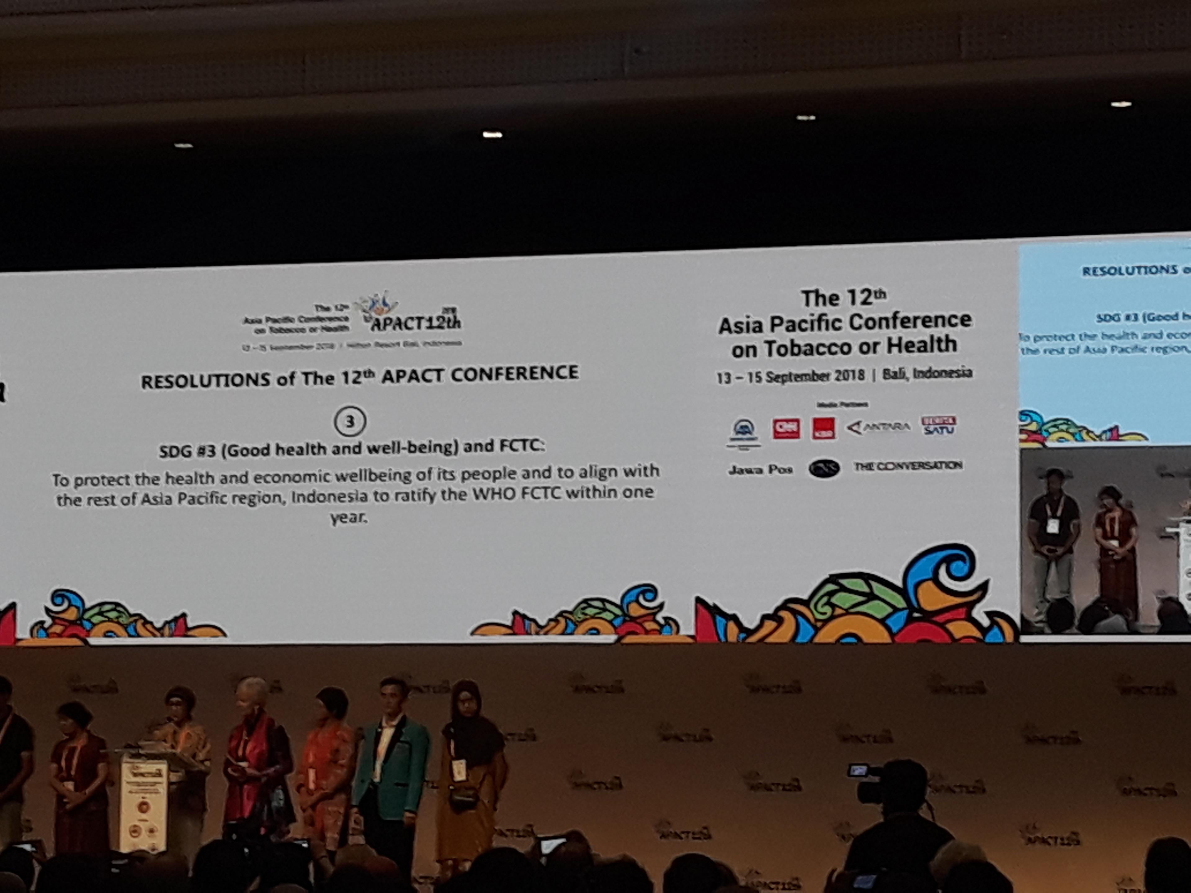 Penutupan Konferensi Asia Pasifik ke-12 tentang Rokok dan Kesehatan di Denpasar (15/9/2018). (Foto: 