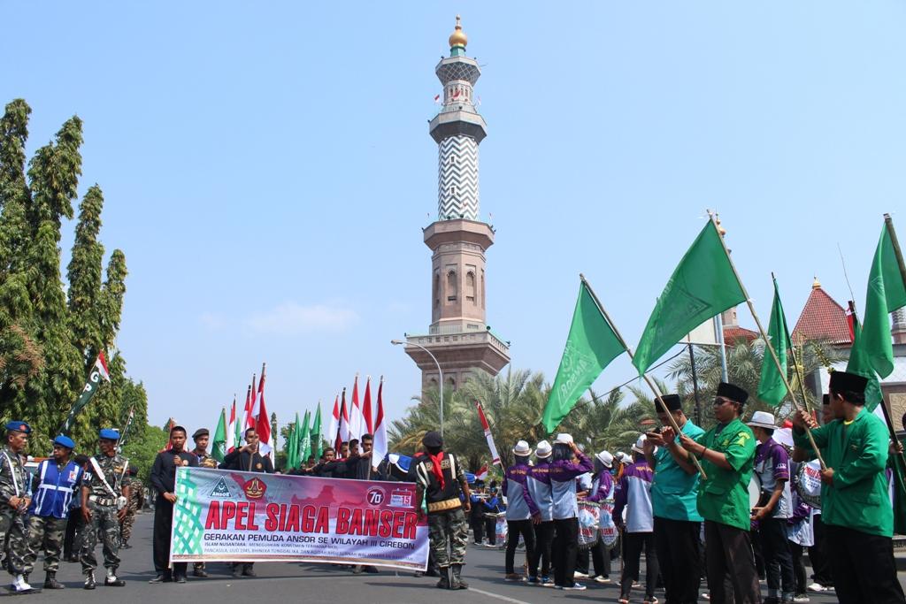 Apel Siaga Gerakan Pemuda Ansor se-Wilayah III Cirebon. Foto: KBR/Fransiskus Mokalu 