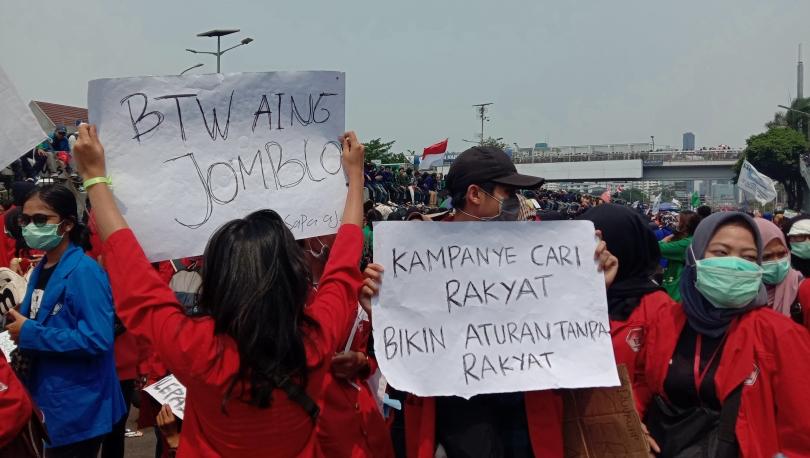Ilustrasi: Demo mahasiswa tolak RUU bermasalah pada 2019. (KBR/Wahyu)