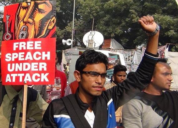 Aksi unjuk rasa mendukung mahasiswa JNU di New Delhi. (Foto: Bismillah Geelani)