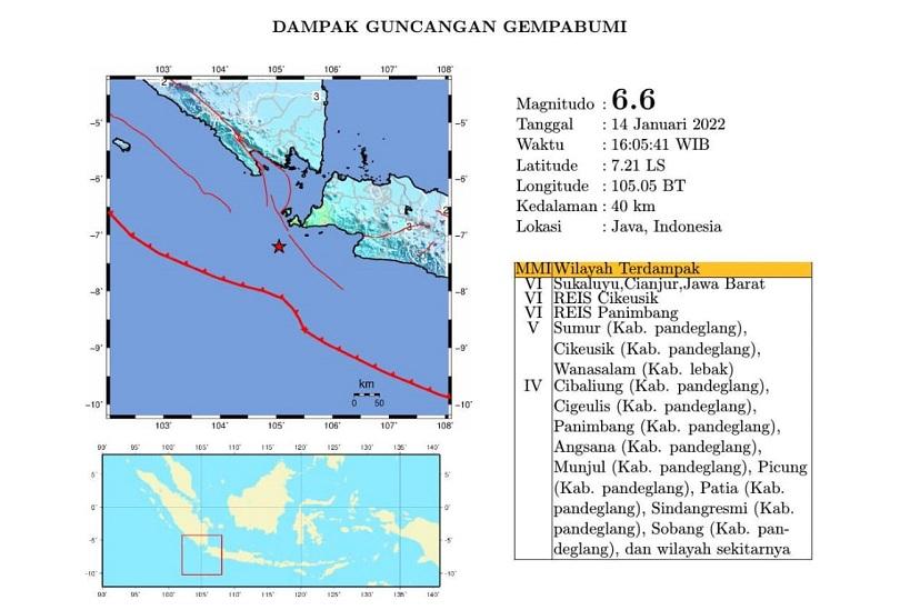 Gempa Banten 2022, Getarannya sampai Lahat Sumsel