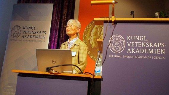 Professor Tomoko Ohta at the Crafoord award seminar in Stockholm. (Photo: Ric Wasserman) 