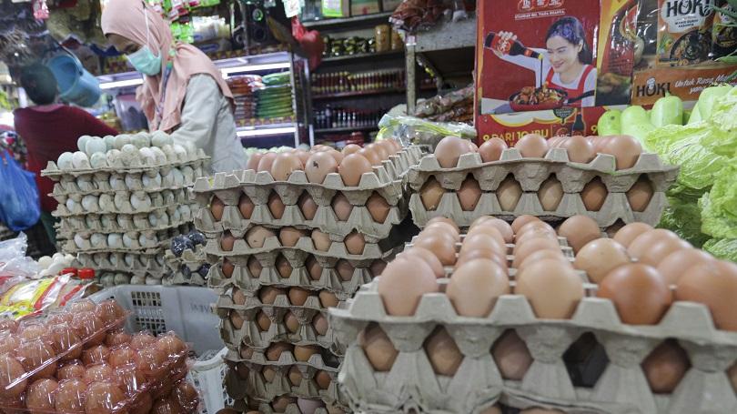 Ilustrasi: Pembeli memilih telur ayam di Psar Botania, Batam, Kepulauan Riau. Selasa (28/12/21). (Fo