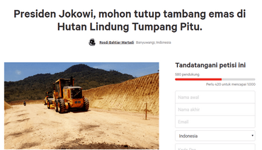 Presiden Joko Widodo diminta menyelamatkan Tumpang Pitu (Foto: change.org)