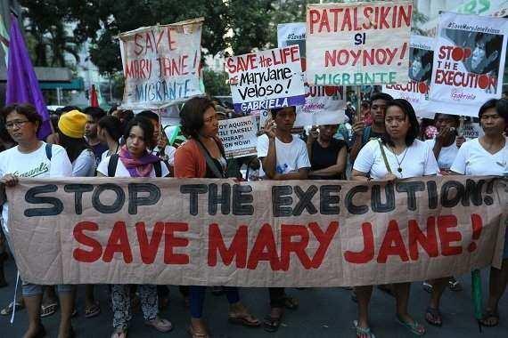 Aksi unjuk rasa menuntut pembatalan hukuman mati terhadap Mary Jane Veloso di Kedutaan Indonesia di 