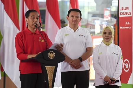 Presiden Joko Widodo meresmikan program biodiesel B30 di Jakarta (23/12/2019) (foto: Antara)