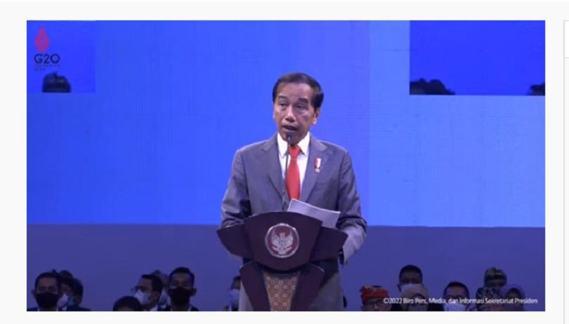 Presiden Jokowi saat membuka Konferensi Ekonomi Kreatif Dunia (WCCE) ke-III di Bali, Kamis (6/10/22)