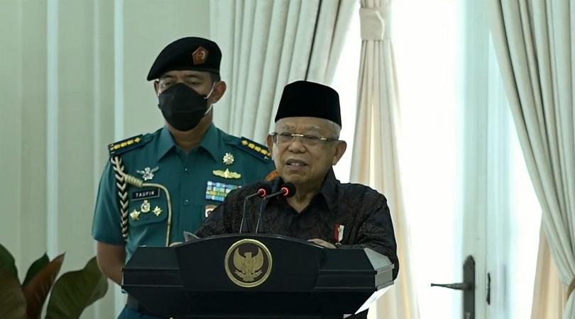 Wakil Presiden Ma'ruf Amin saat membuka acara Gerakan HIPMI SyariahPreneur Indonesia. Selasa (29/3/2