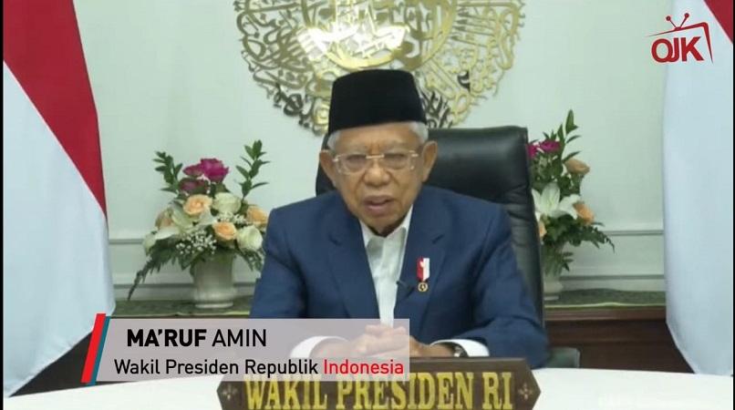 Wakil Presiden RI Ma'ruf Amin saat membuka acara Expo Sharia Investment Week 2021, daring. (12/11/21