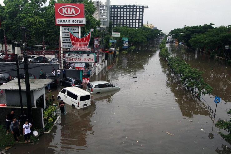 Banjir di kawasan Pasteur Bandung Jawa Barat. (Antara)