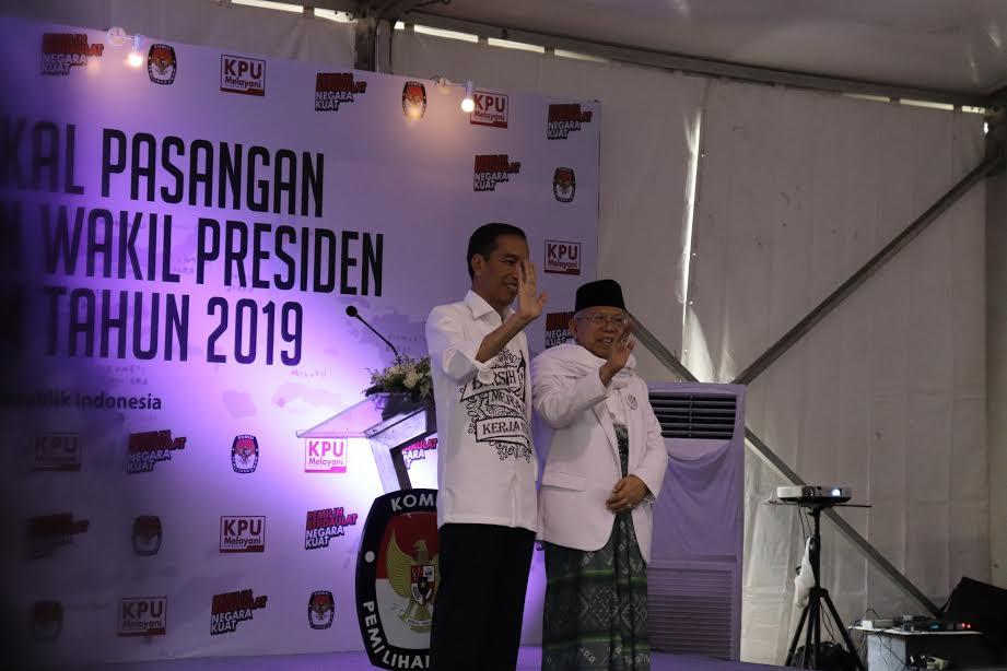 Joko Widodo dan Ma'ruf Amin mendaftarkan diri sebagai Capres-Cawapres untuk Pemilu 2019 ke KPU (Foto