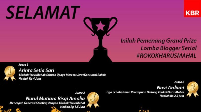  Pengumuman Grand Prize Lomba Blog Serial #RokokHarusMahal 