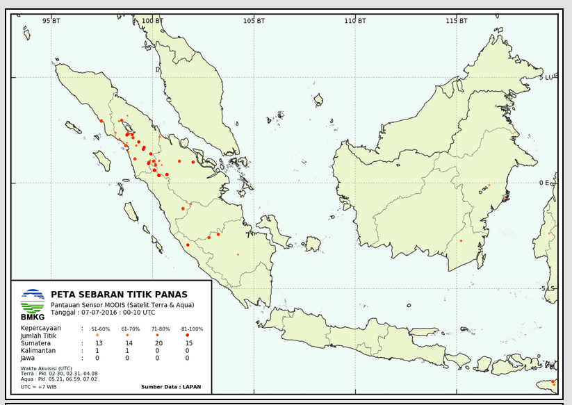 BMKG Riau Catat Ada 14 Titik Panas  
