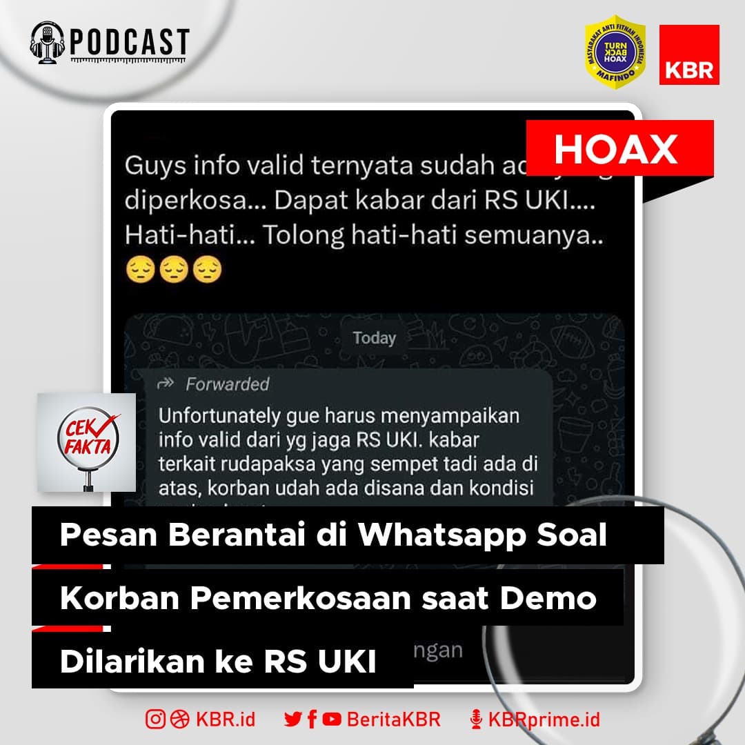 Pesan Berantai di Whatsapp Soal Korban Pemerkosaan saat Demo Dilarikan ke RS UKI